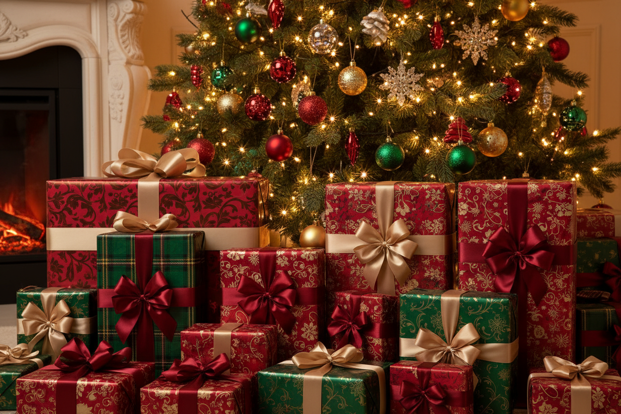 ultra realistic 4hd quality christmas themes with presents 